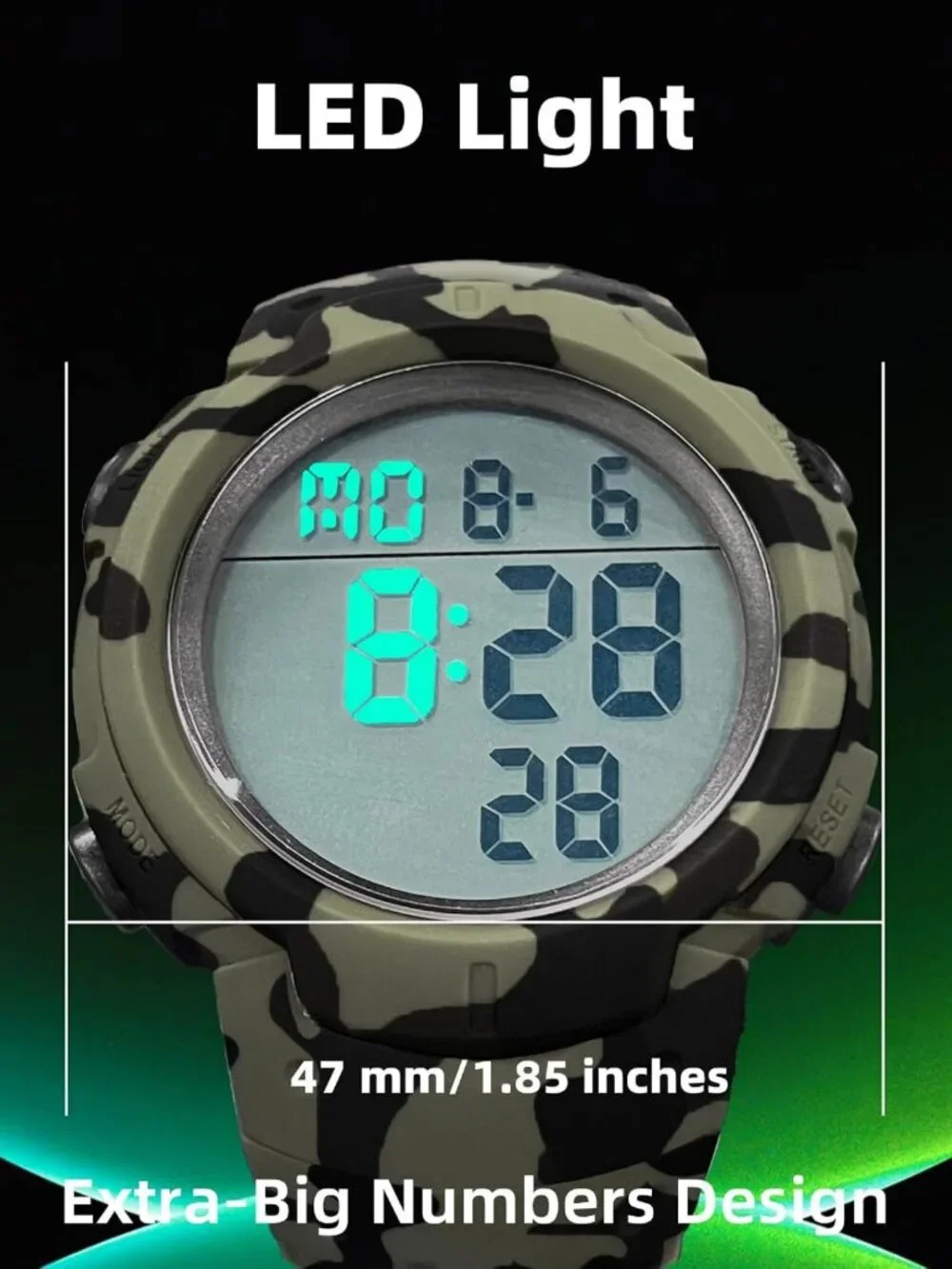 Waterproof Sport Digital Watch for Men, Referee Stopwatch, Fitness Tracker